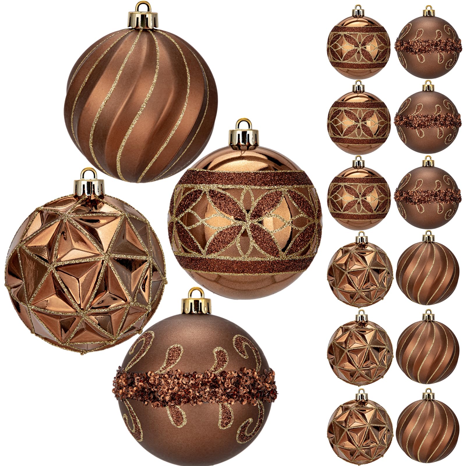 Amazon.com: 12pcs Bronze Christmas Ornaments Balls 3.14 inch Glitter ...