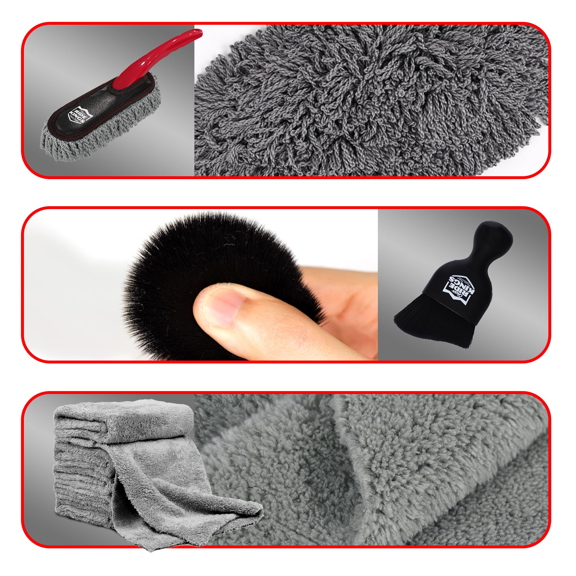 Detaillierungs-Set, Reinigungszubehör (3 Packungen), Auto-Staubwedel, Innen-Reinigungsbürste, Mikrofaser-Handtücher, Detaillierungswerkzeuge