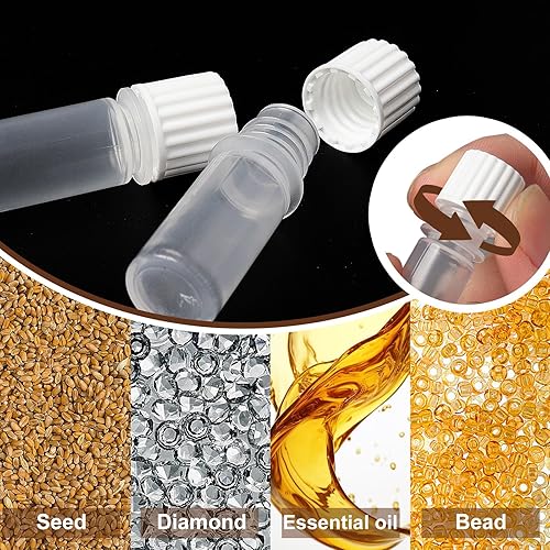 Miniatura 4 de Yzyil Paquete de 100 viales de plástico de 0.07 onzas líquidas con tapas, pequeños viales de laboratorio, tubos de ensayo de plástico con tapas para