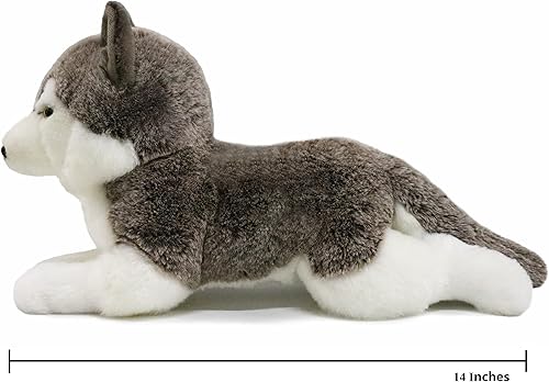Miniatura 3 de ICE KING BEAR Animal de peluche realista de lobo siberiano juguete de peluche de 14 pulgadas de longitud Lying