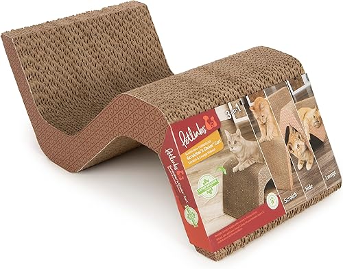 Petlinks Scratcher's Choice - Rascador corrugado para gatos, tecnología de infusión de hierba gatera, marrón, grande