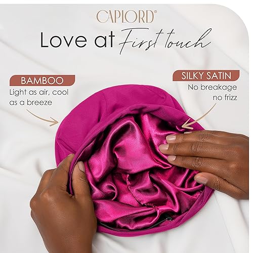 Miniatura 2 de CAPLORD - Gorro de satén con forro para dormir, de bambú, para cabello natural erizado, para mujeres y hombres