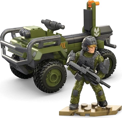 Miniatura 6 de MEGA Halo The Series ATV - Juego de juguetes de construcción FLEETCOM con 79 piezas, 1 figura de articulación articulada, verde, niños o adultos
