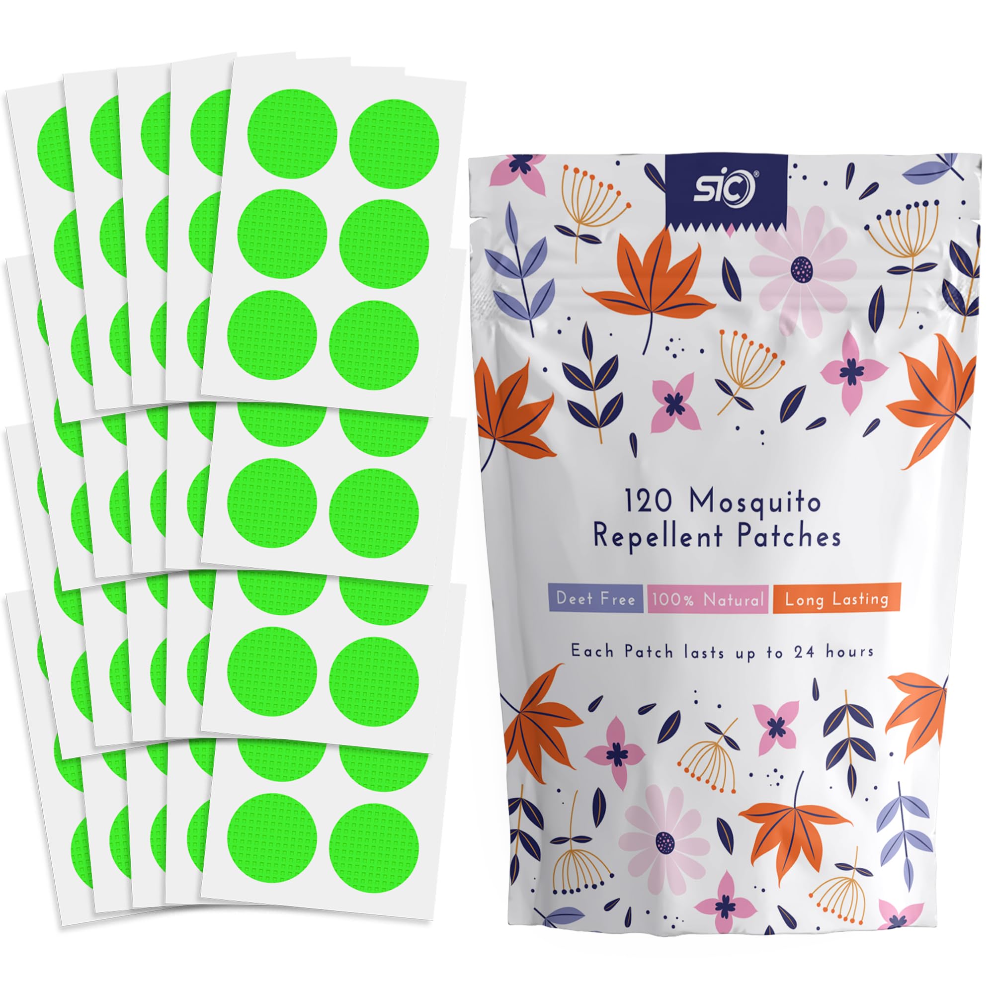 120 Pack Natural Mosquito Repellent Patches | Insect Repellent Mosquito Stickers | 24H Long-Lasting Mosquito Patches | Mosquito Bite Relief Patches for Mosquito, Midge & Insects Insect Repellent