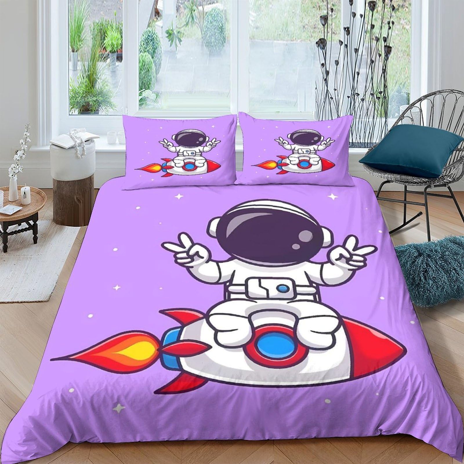 Housses de couettes astronaute lit King résout le problème des couettes qui glissent