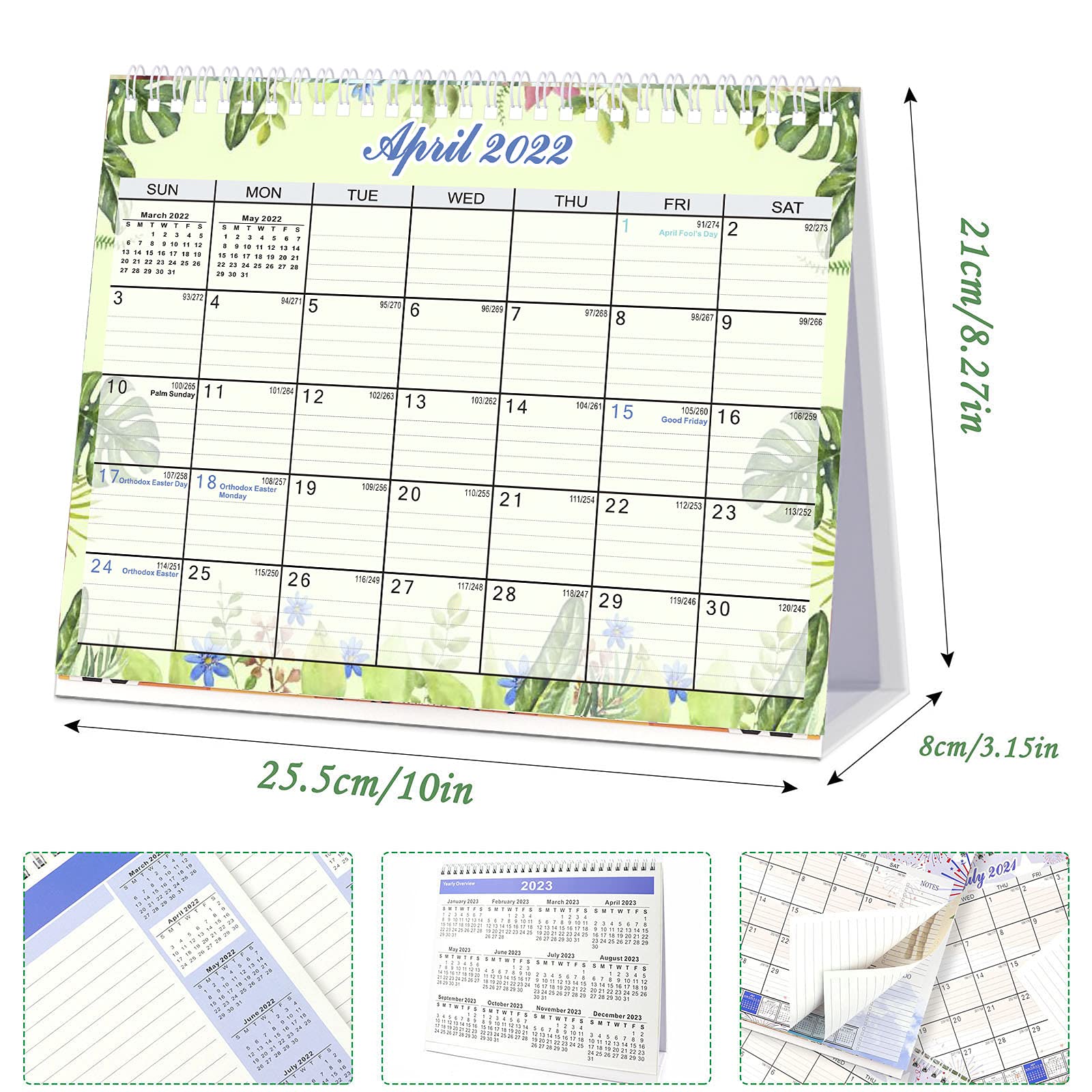 Desk Calendar 20212022 Standing Flip Calendar Desktop Calendar with Thick Paper, Memo Pages