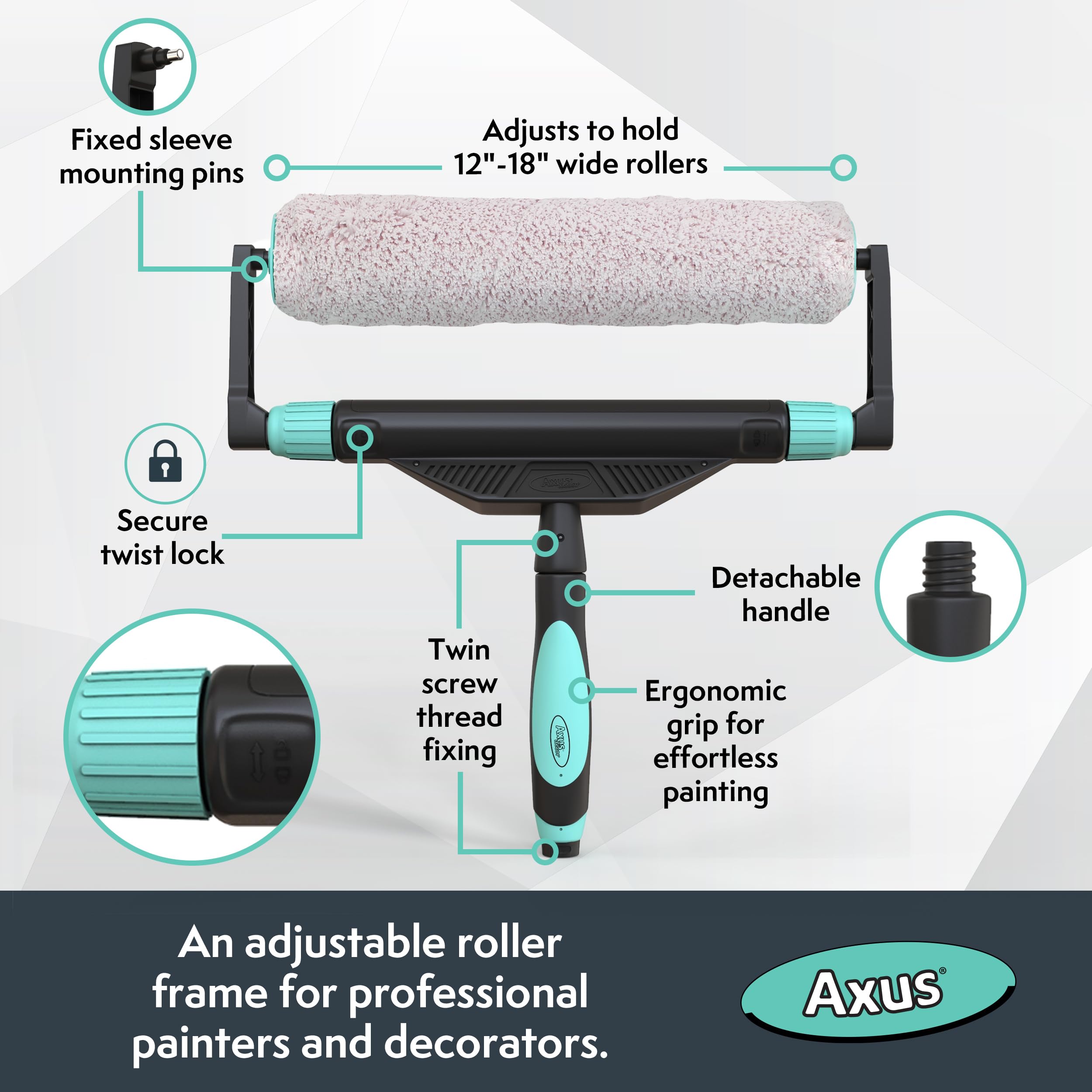 Axus Decor Captain Chunk breiter Rollrahmen (Onyx-Serie), verstellbares Malwerkzeug, entworfen für professionelle und DIY-Projekte, geeignet zum Malen großer Oberflächen, Wände oder Decken – 305–460