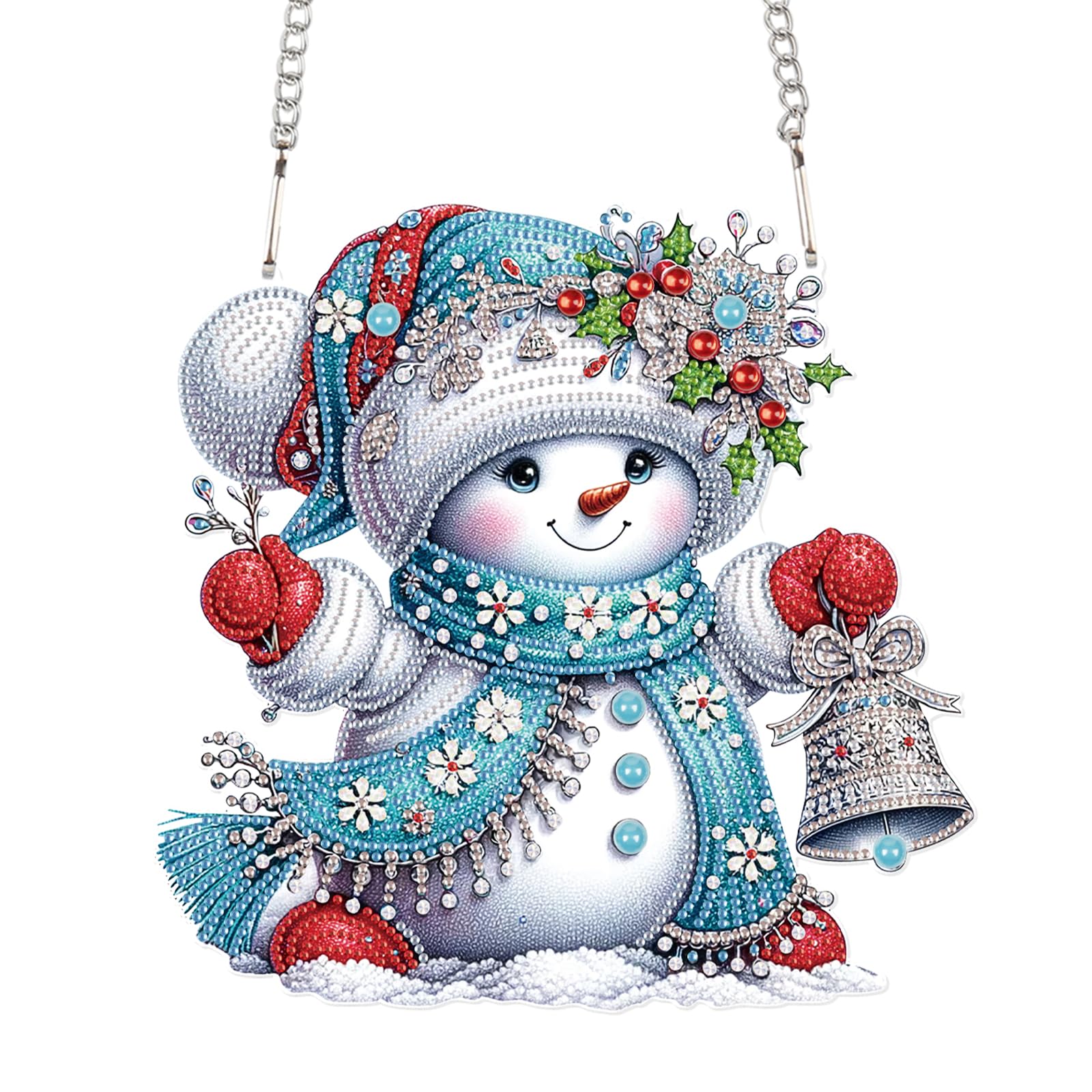 Christmas Diamond Art Painting Hanging Pendant DIY Snowman 5D Special Shape Crystal Diamond Art Partial Mosaic Making Craft, Large size Christmas