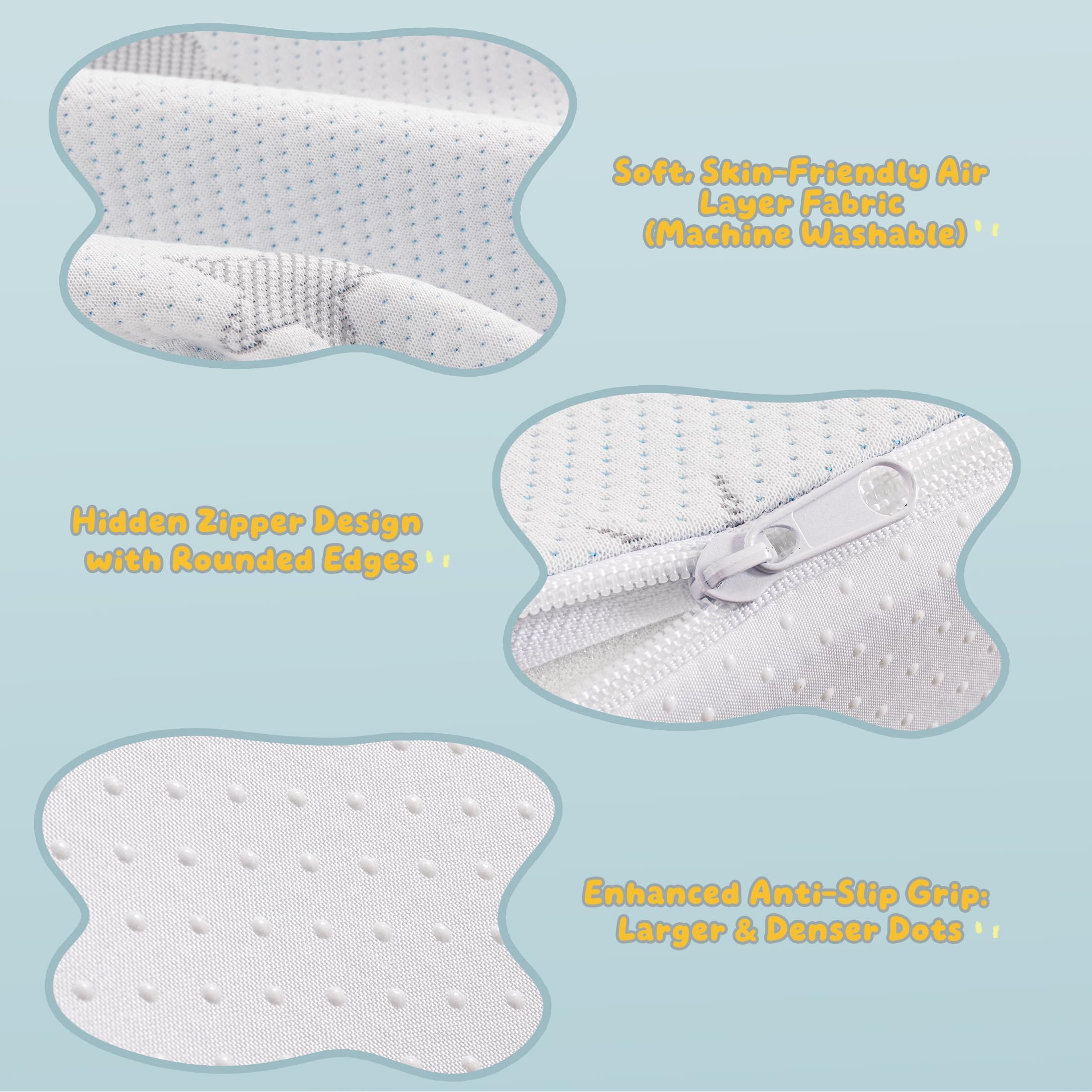 Sponda Letto per Bambini - Barriera in Schiuma dal Design Unico a Semi-Goccia con Grip Antiscivolo, Rivestimento Traspirante, Impermeabile e Lavabile, Salvaspazio, per Bambini e Anziani
