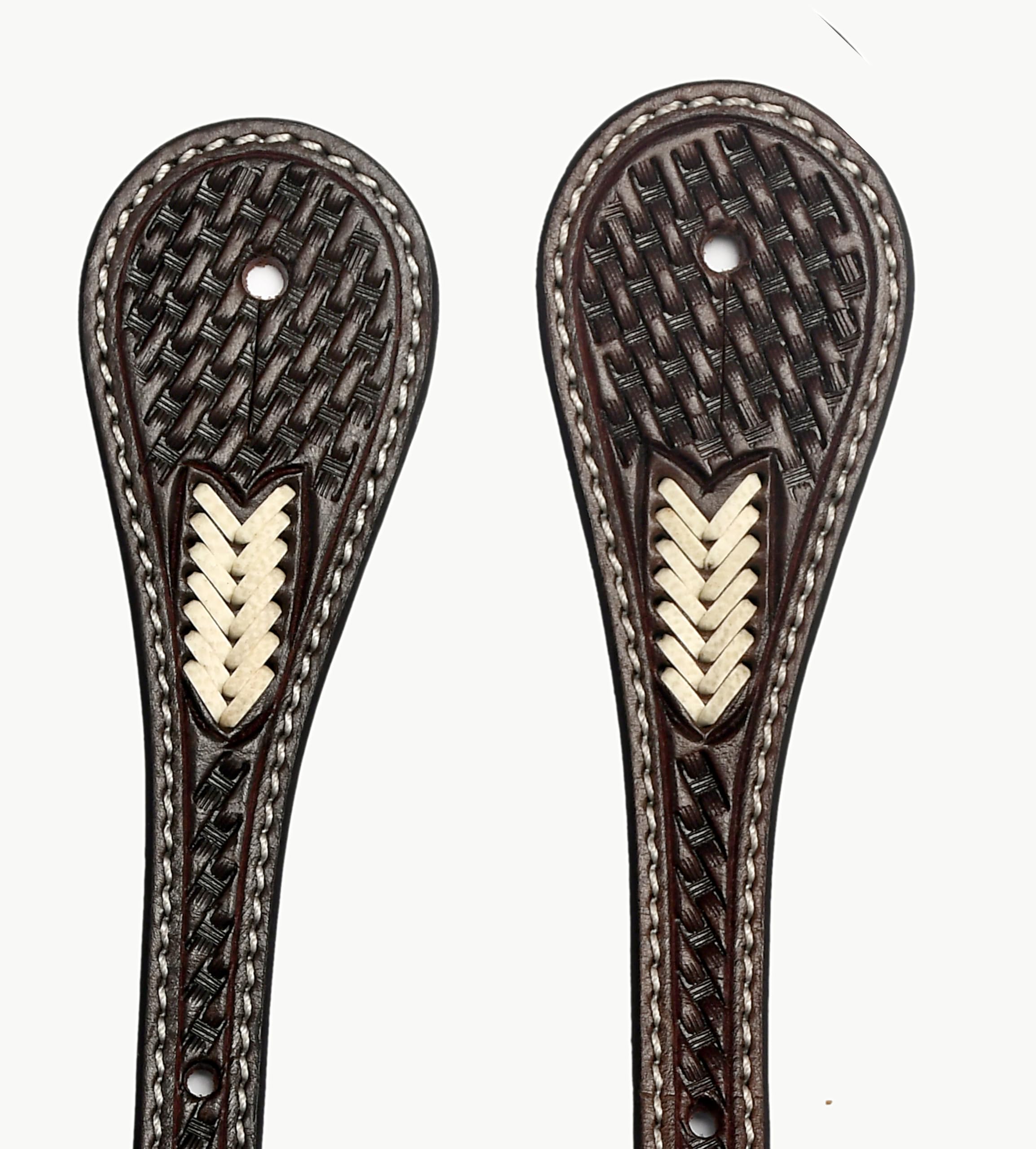 BLACK HOOF Leather Spur Strap Basket Tooled Design with Rawhide Weaving | Adjustable Single Ply Spur Strap| Western Style Equestrian Accessories | Durable and Stylish Men's and Women's Spur Straps