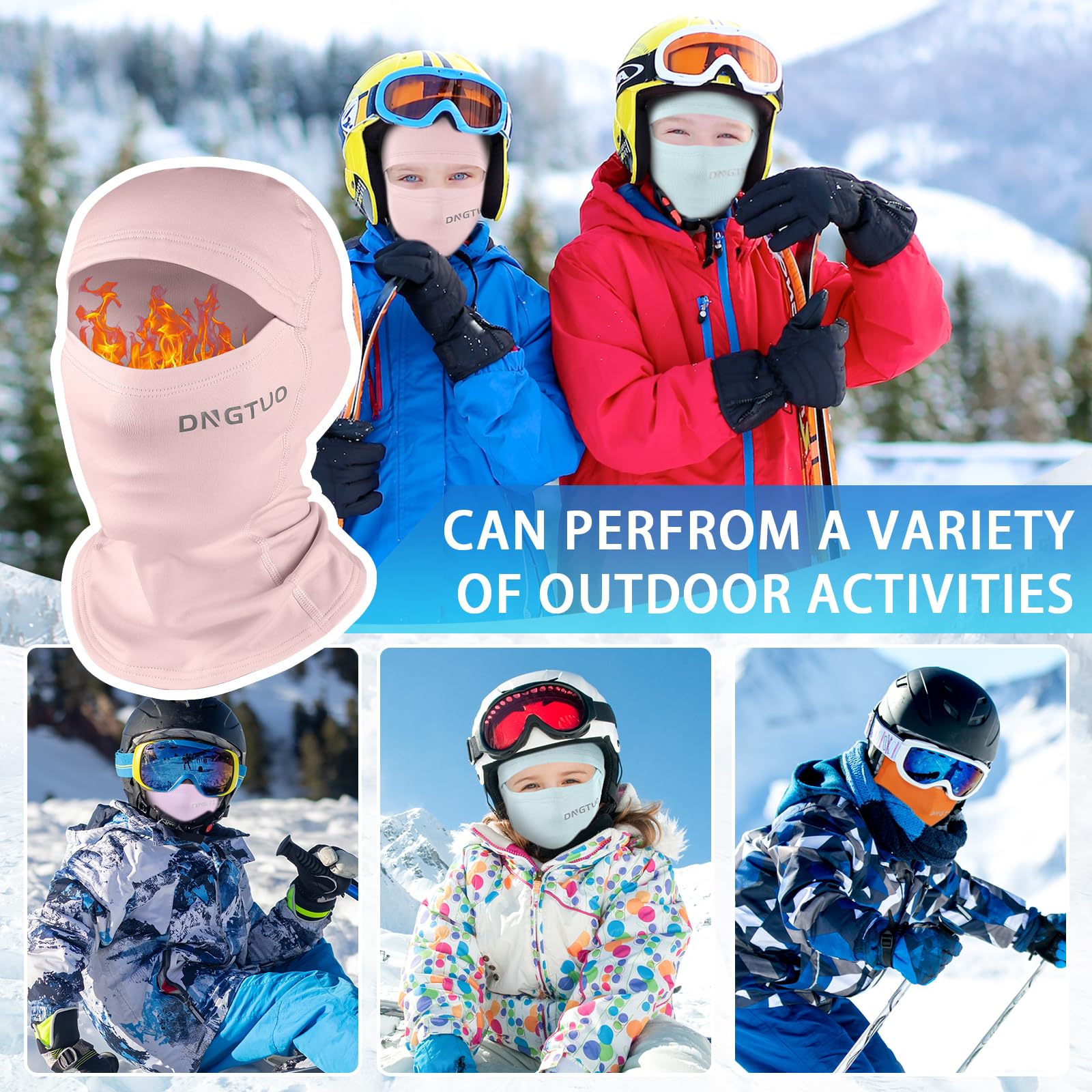 Pasamontañas Térmico Invierno Niños 4-12, Multifunción Prueba de Viento Forro Polar Cálido Máscara de Esquí de Ciclismo Sombreros Gorro con Calentador de Cuello, Mascarilla para Niños Niñas