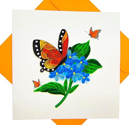 Miniatura 1 de Green Handshake, tarjeta de felicitación con diseño de mariposa en flores, diseño de corazón y hecho a mano.