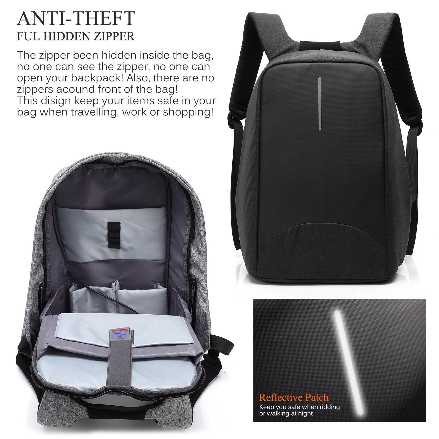 Nylon Coolbell Coolbell Anti Theft Bag Coolbell Rucksack Laptop