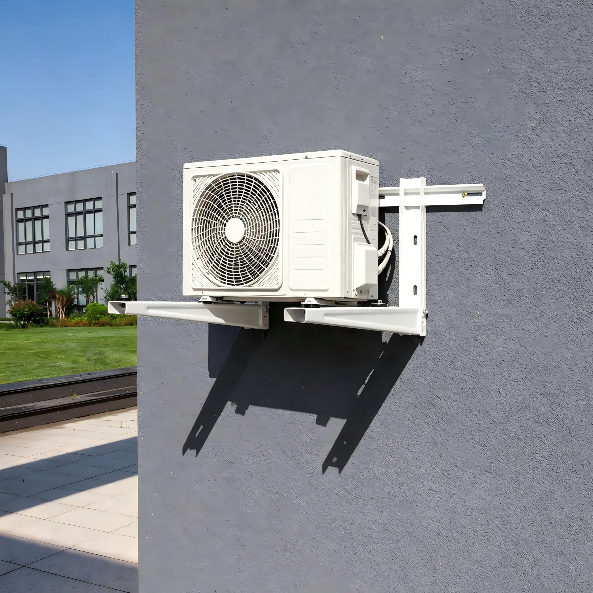 Wostore Support mural universel pour appareil extérieur de climatisation 550 mm 9000-36000 BTU jusqu'à 160 kg, console murale pour climatisation split et pompe à chaleur robuste et stable (blanc 550