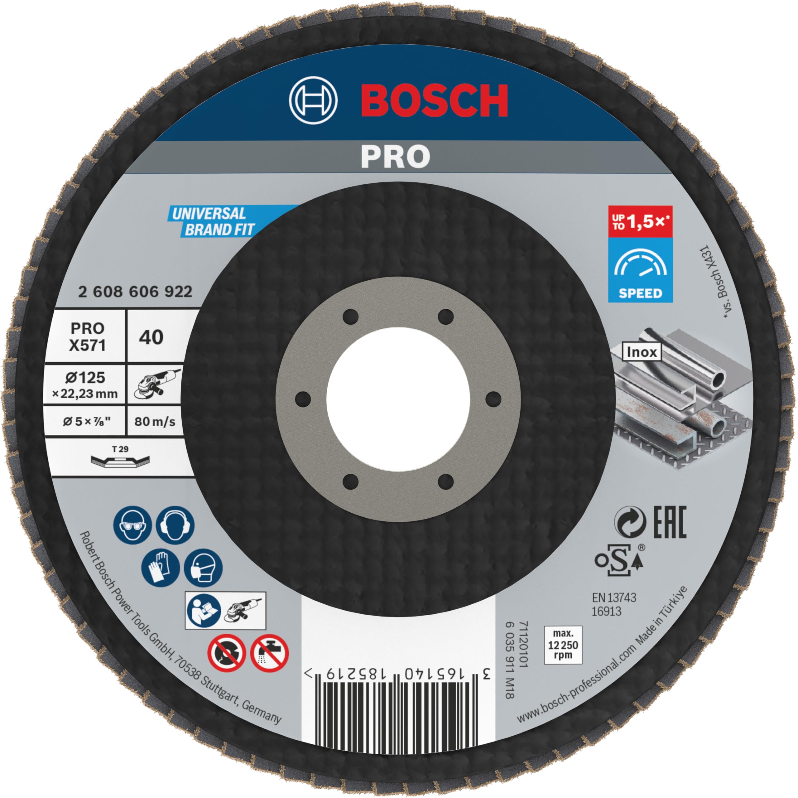 Bosch PRO Zirconium Abrasive Flap Disc 125mm 40g