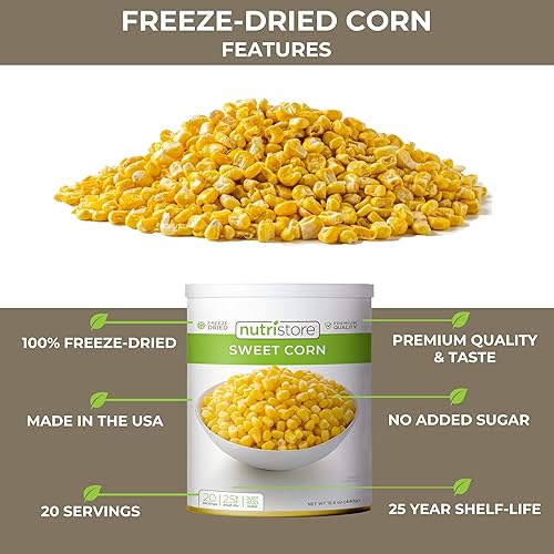 Miniatura 2 de Nutristore Maíz liofilizado  Vegetales de calidad premium para bocadillos saludables o almacenamiento a largo plazo  Suministro de alimentos