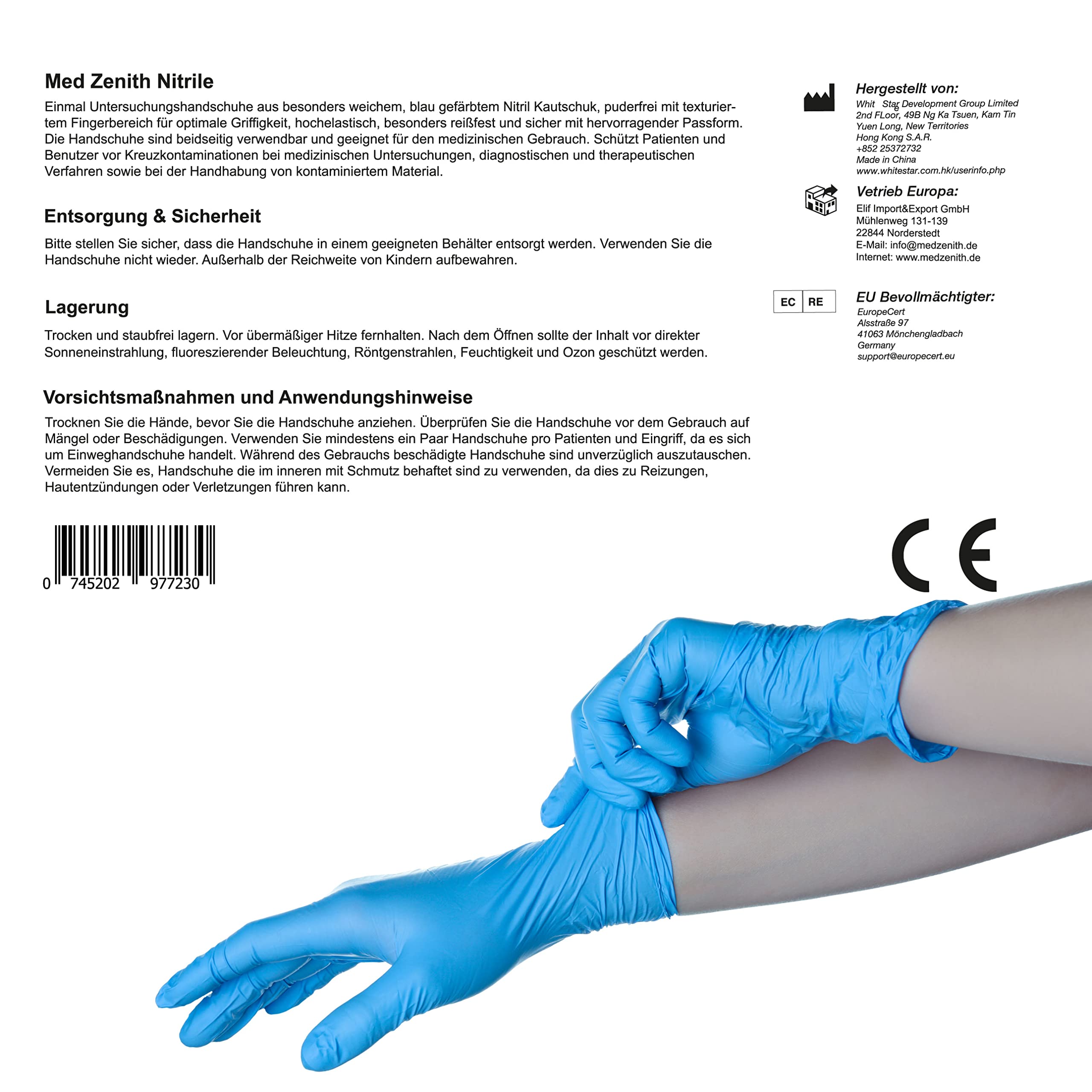 Genel Guantes desechables de nitrilo L, desechables, sin polvo, sin látex, guantes de goma, 1000 unidades, en caja dispensadora (L, 1000)