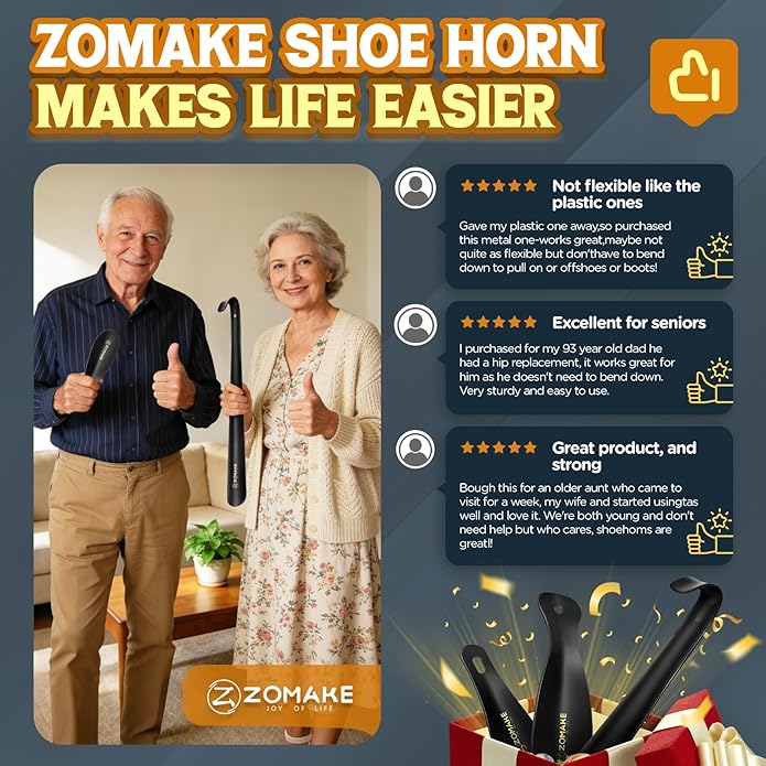 Calzador de Zapatos Largo ZOMAKE de Metal para Hombres Mujeres Adultos Mayores miniatura 6