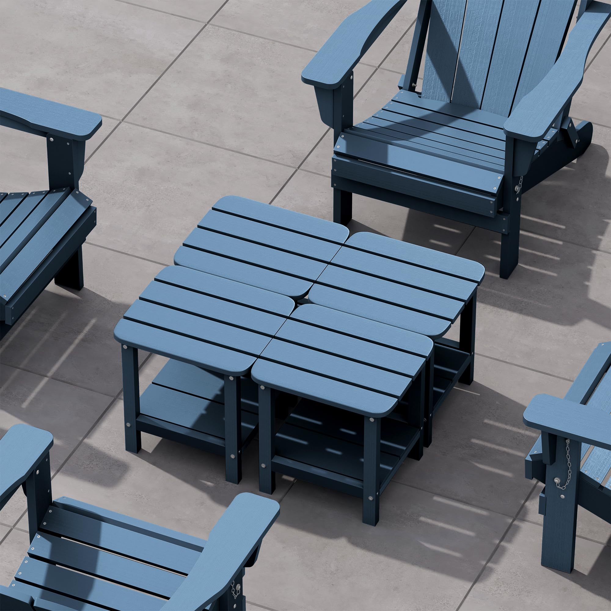 SERWALL Adirondack Table Set of 4, Outdoor Side Table- Blue