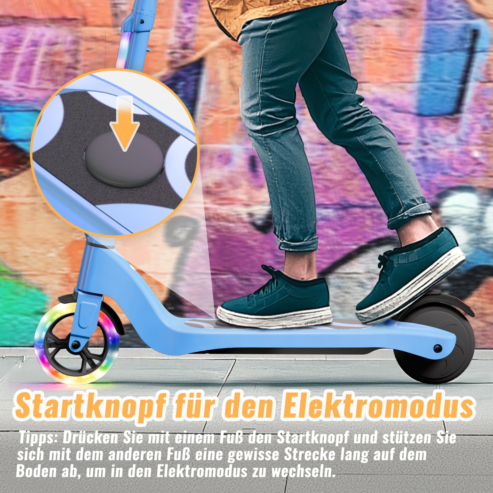 Patinete TST para niños de 6 a 10 años, Patinete eléctrico de 5.3 Pulgadas para niños con Luces LED Intermitentes y 3 Alturas Ajustables, Patinete para niños con Motor de 45W, Velocidad máxima 10km/h