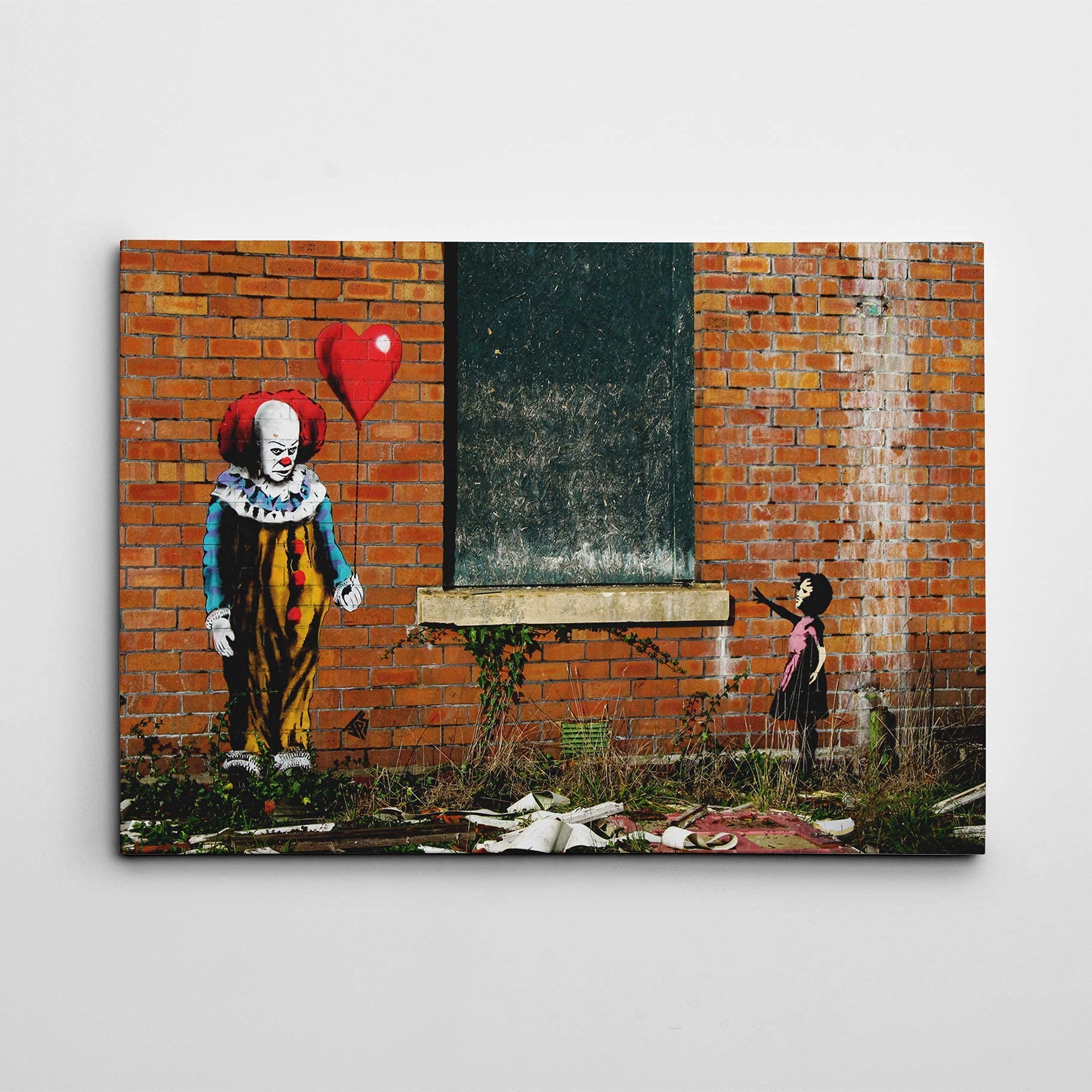 Amazon.com: Banksy Clown with Red Balloon Sad Girl Wall Art