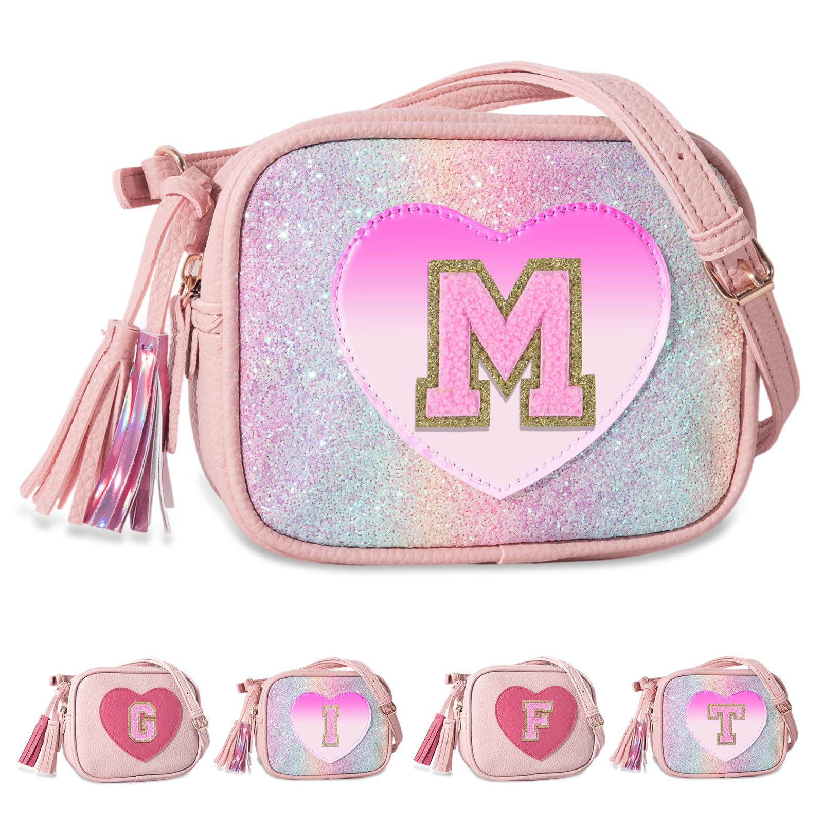 Personalized Toddler Purse for Girls 2–10, Cute Little Girl Purse &amp; Kids Wallet, Small Initial Shoulder Crossbody Bag, Birthday &amp; Christmas Gift for Daughter(Rainbow,M)