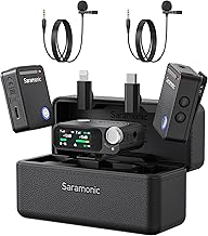 Saramonic Ultra Wireless Lavalier Microphone, 32-Bit Float Recording, Timecode Sync, IPX5 Waterproof, 300M, 130dB SPL, Portable Mini Mic for iPhone Android Cameras, Smartphone