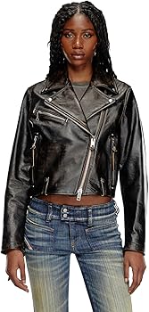DIESEL ディーゼル ライダースジャケット レザー Ｍ ブラック（107）a Amazon.co.jp: [Diesel] [ディーゼル] レディース レザー ライダース
