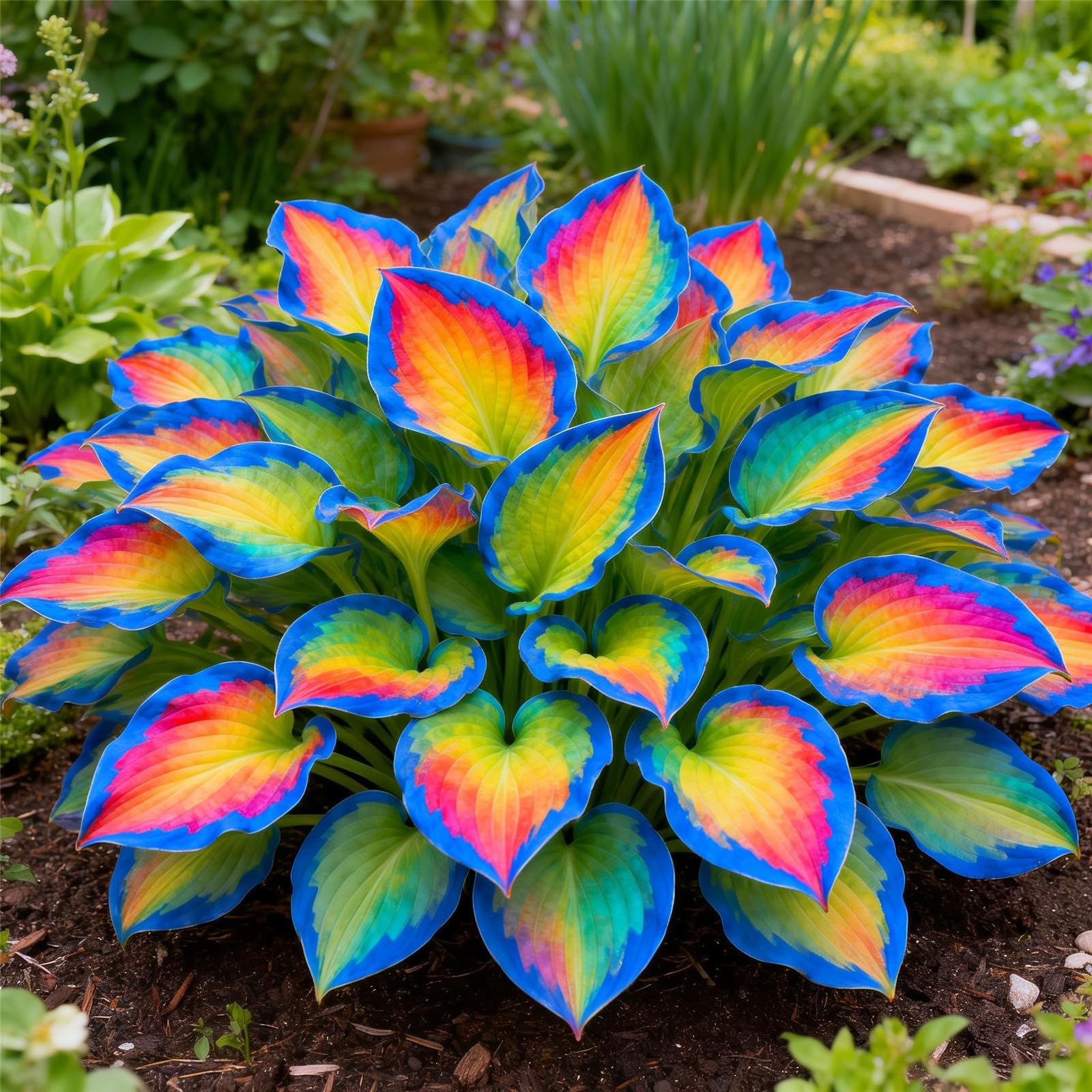 Perennial&Rainbow Colorful Hosta Rhizome/Brilliant Hosta Bulbs for Planting Now UK/Grow Well/Excellent Display/Potted/Low Maintenance-10bulbs-A