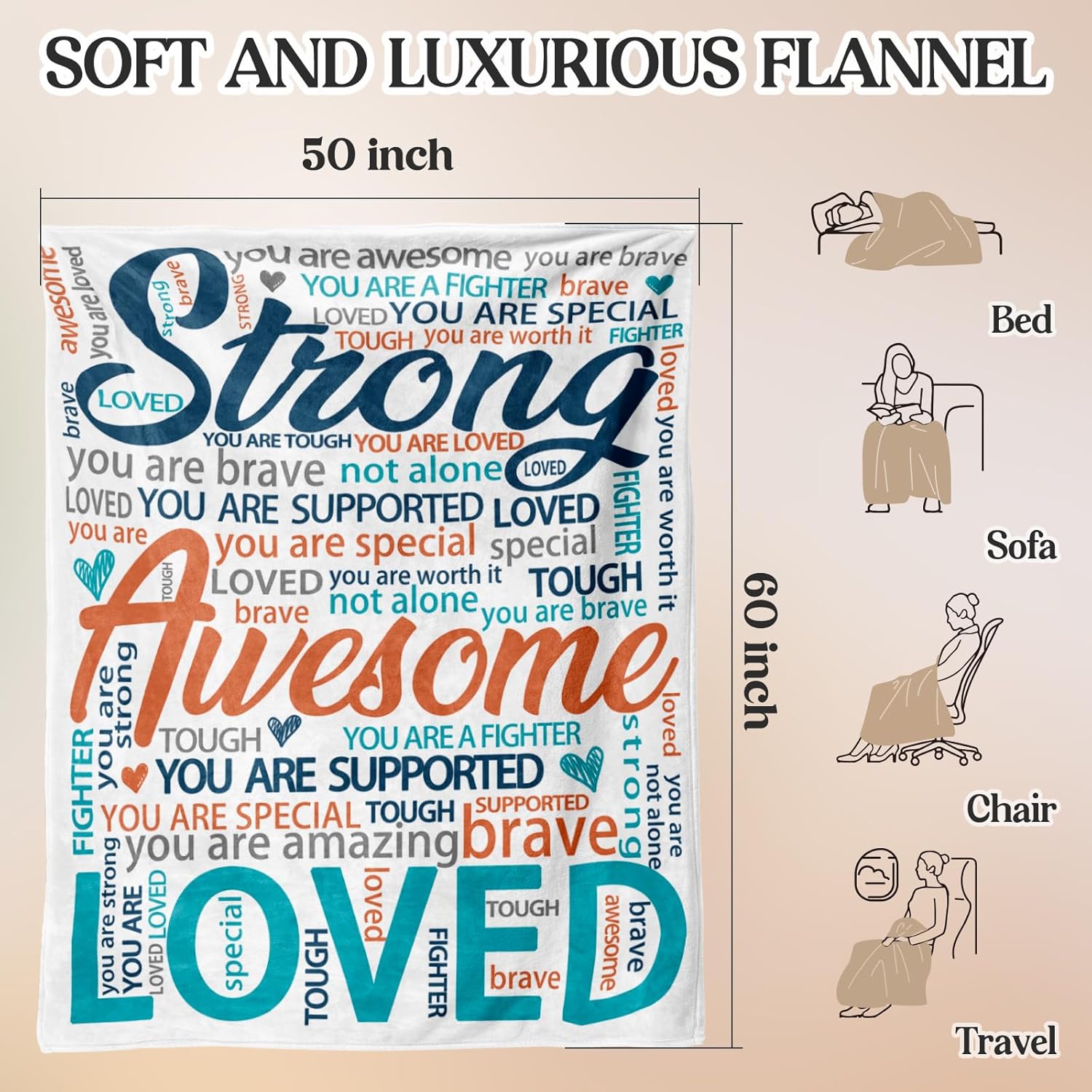 Inspirational Get Well Blanket – Super Soft Healing Throw for Women, Perfect Cancer Care Gift for Mom or Adults Recovering from Surgery 50"x60" - Image 5