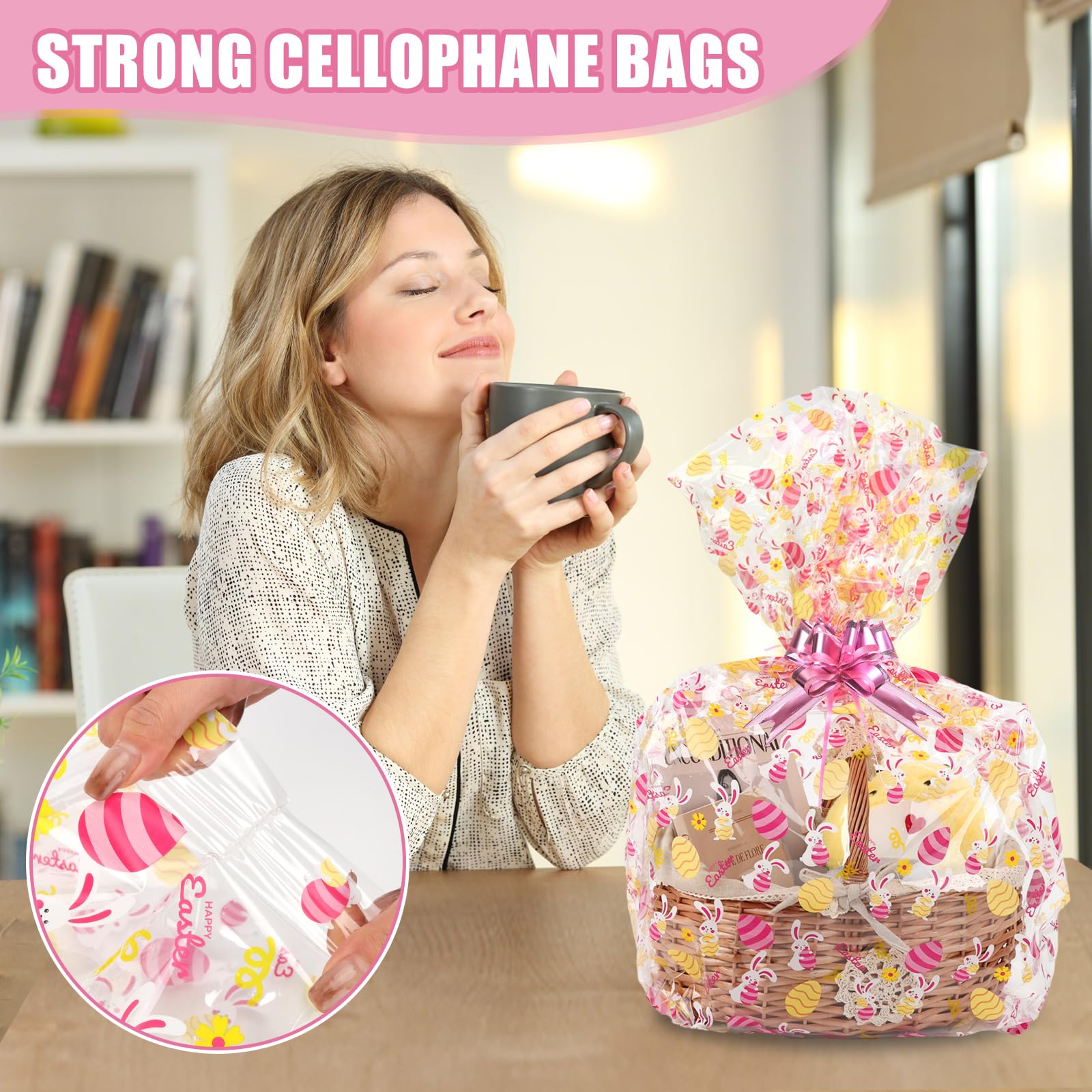 Large Cellophane Bags 30x40 Inches - 10 Pack Clear Gift Wrap Baskets