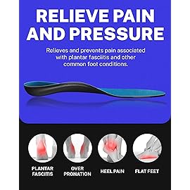 Walkhero Plantar Fasciitis Pain Relief Insoles High Arch Support Orthotic Shoes Inserts, Relieve Flat Feet and Foot Fatigue (Mens 13-13 1/2 | Womens 15-15 1/2, Light Blue)