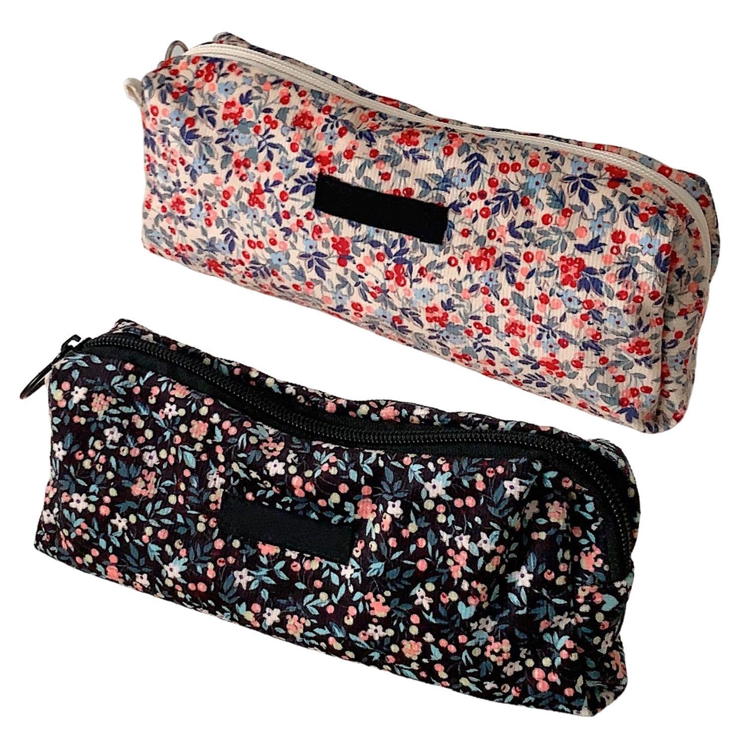 2 Pieces of Floral Pencil Cases, Convenient Pencil Cases, Stationery Storage Bags, Storage and Organization Bags