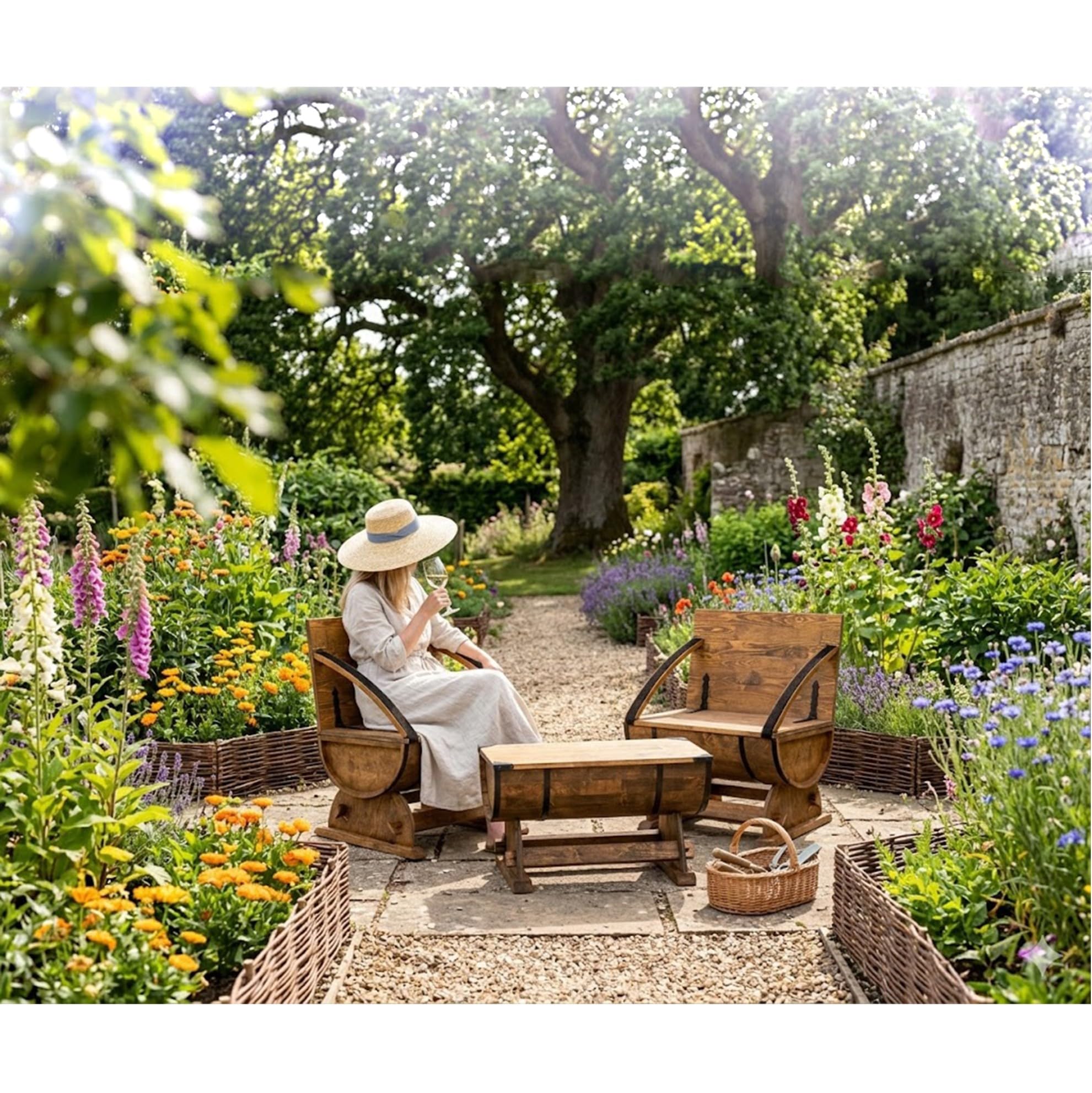 Creative Cooper Lot de 5 clôtures de jardin en osier fabriquées à la main - Bordure de jardin et bordure de plantes en saule naturel imprégné - 20 x 120 cm