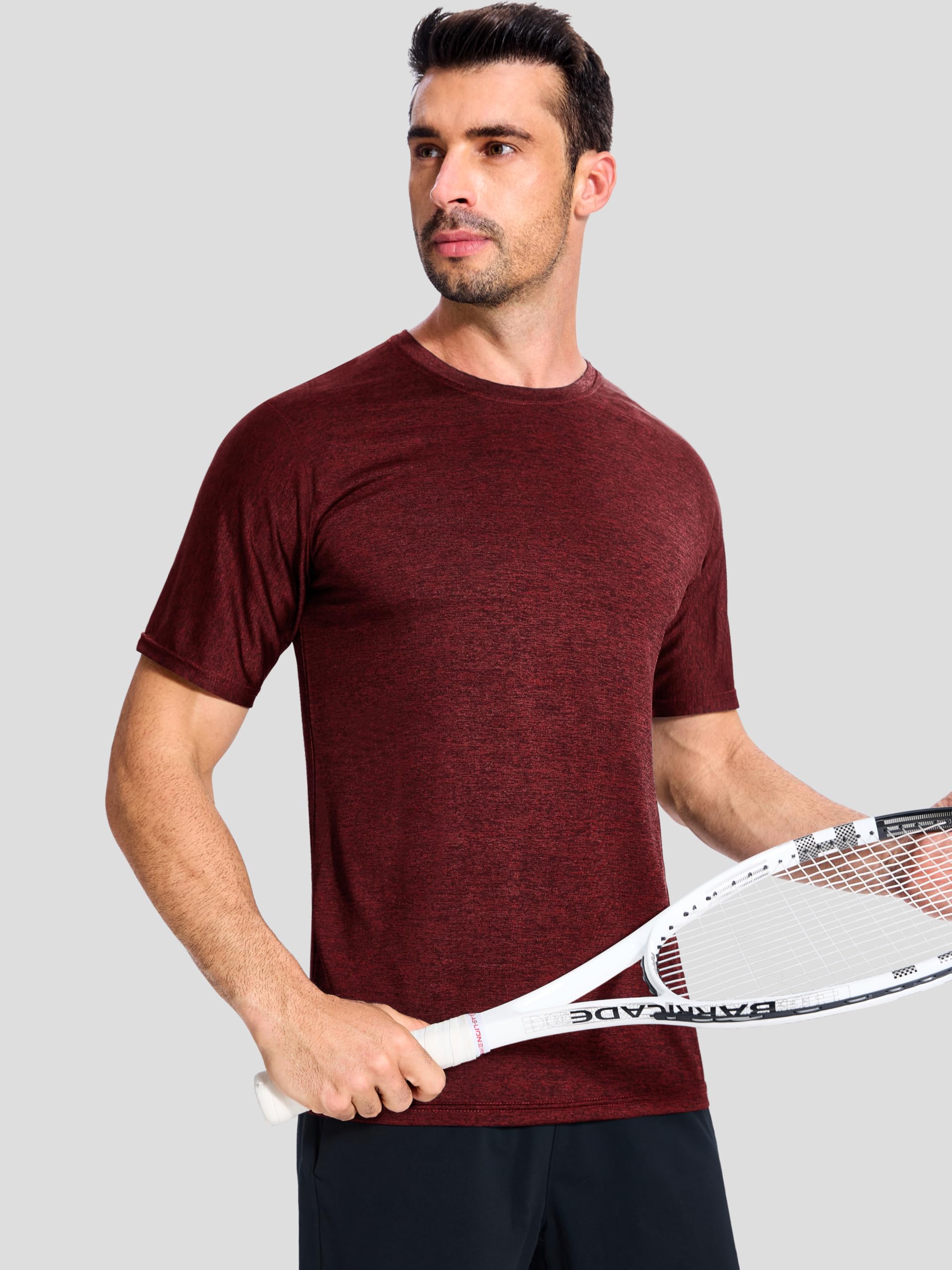 Paquete de 3 camisetas de secado rápido que absorben la humedad para hombre, ligeras y transpirables, camisetas deportivas para gimnasio, correr, manga corta