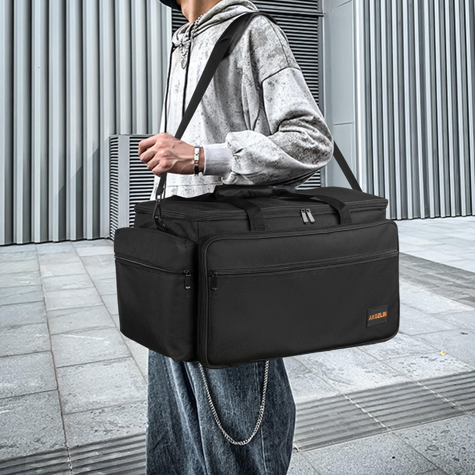 AKOZLIN Borsa per file per cavi con divisori staccabili DJ Gig Bag organizer per laptop, attrezzatura da DJ, accessori per apparecchiature musicali