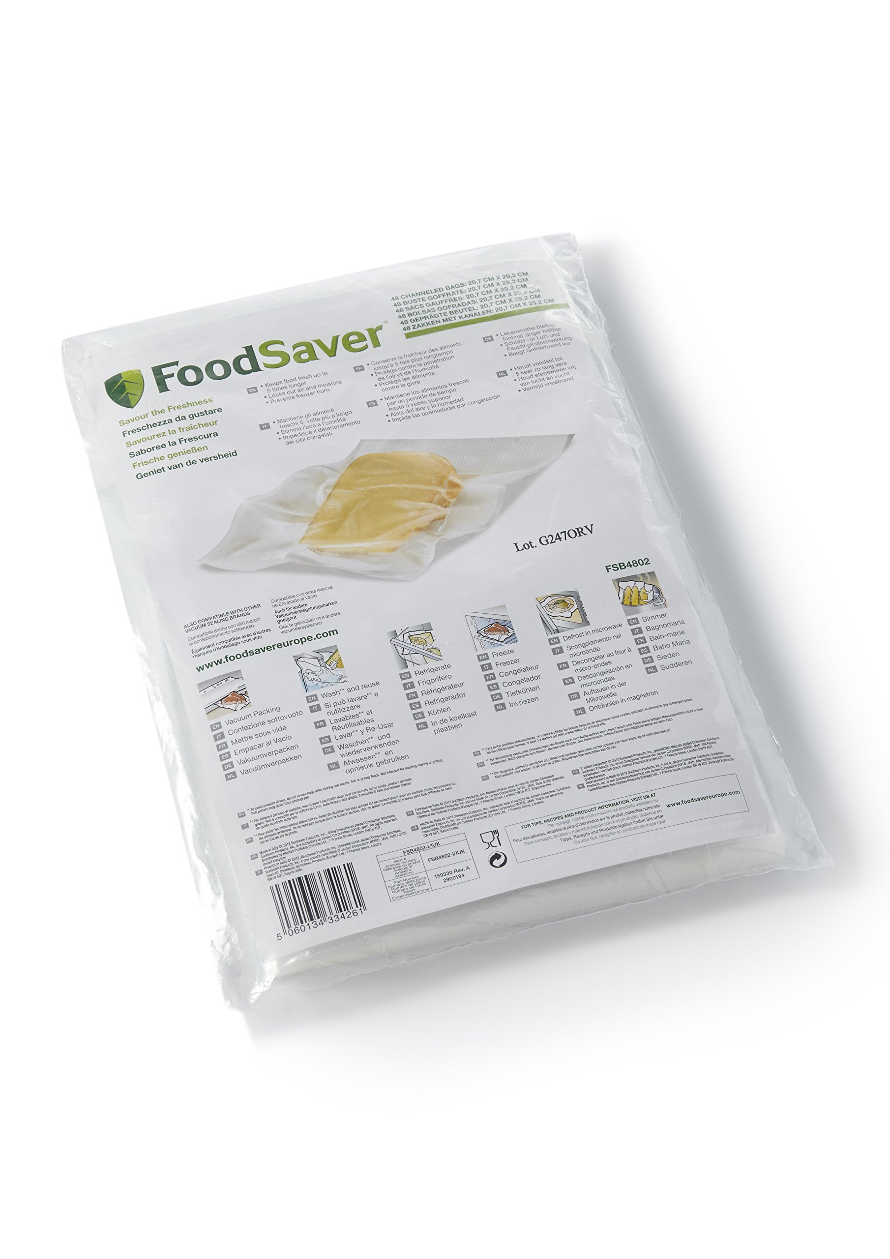 FoodSaver sacs de mise sous vide réutilisables, Sans BPA, 2 rouleaux de sacs de mise sous vide, (20cm x 6,7m) [FSR2002I]
