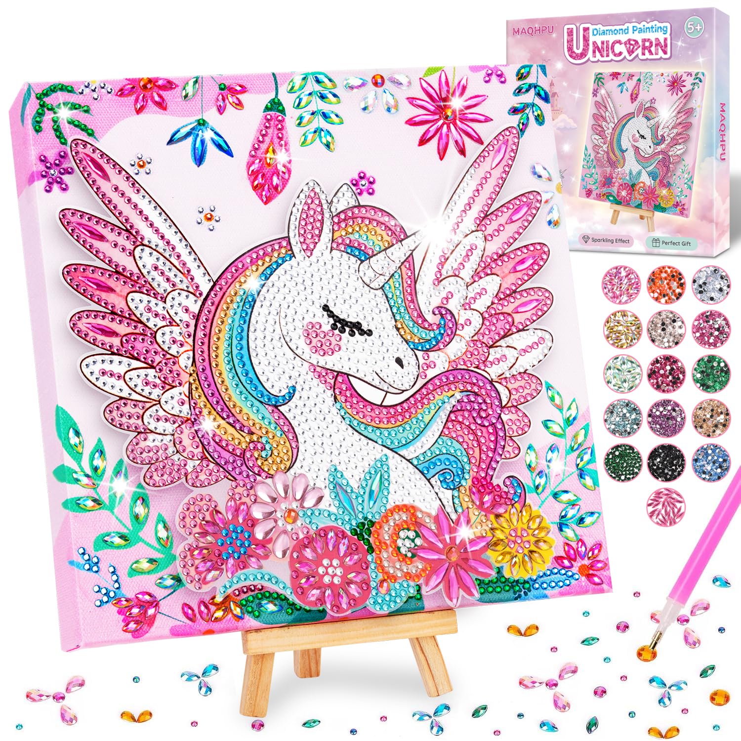Maqhpu Einhorn Geschenke für Mädchen, 5D Diamond Painting Kinder Einhorn, Basteln Mädchen 6 7 8 9 10 Jahre, Bastelset Kinder ab 6 Jahre, Geschenke zur Einschulung Mädchen 6 7 8 9 10 11 12 Jahre