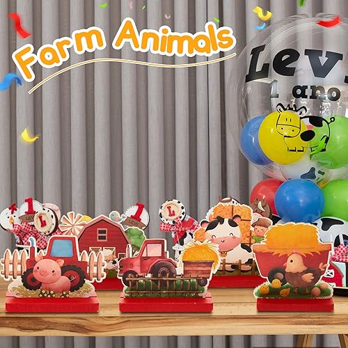 Miniatura 3 de Marsui 8 piezas de animales de granja, suministros para fiesta de cumpleaños, decoración temática de granja, decoración de baby shower, centro de