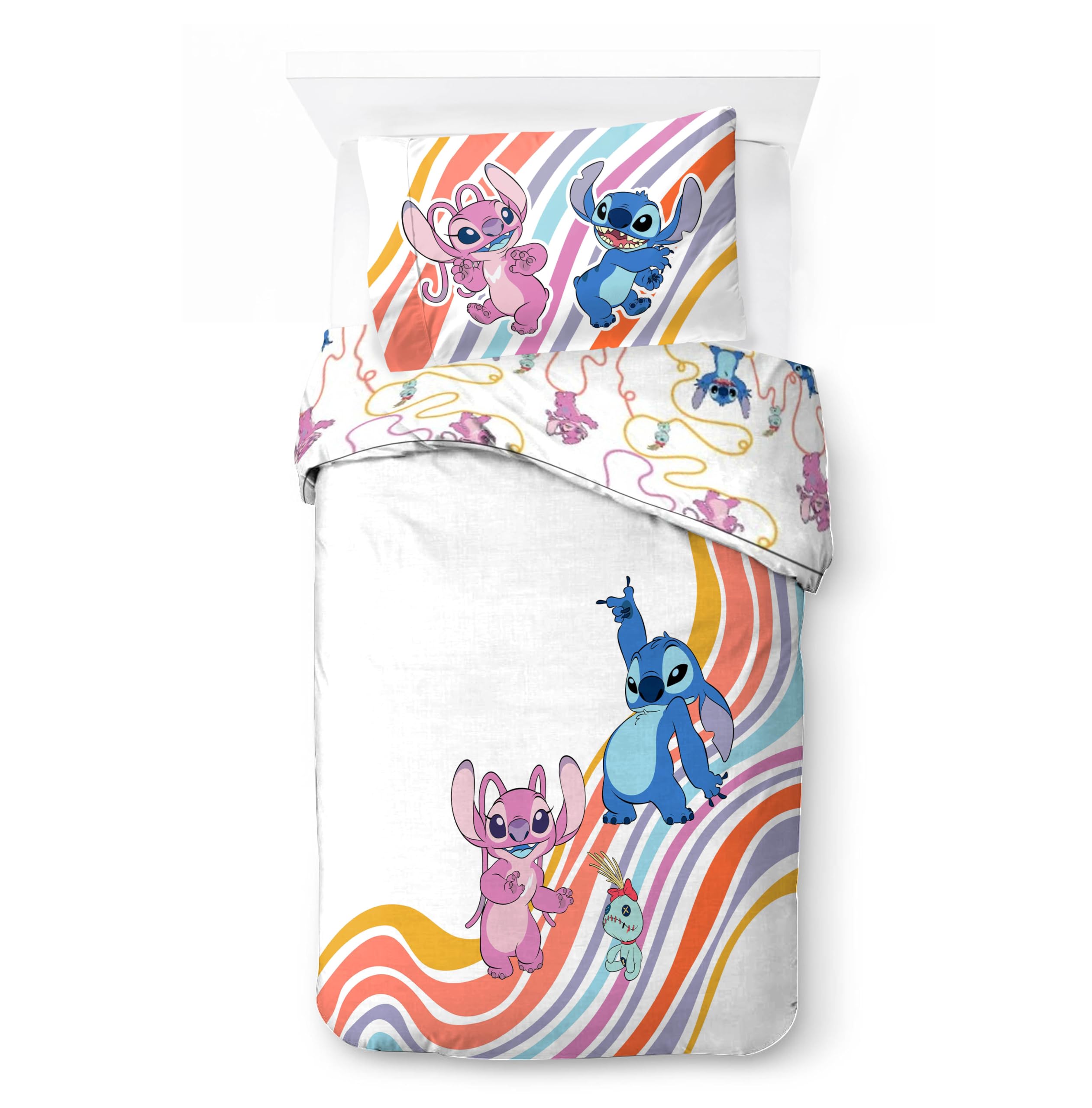 Jay Franco Children's Disney Lilo and Stitch Single Duvet Cover Set – 100% Cotton Super Soft Bedding with Pillowcase, Official Licensed Product, White, 2 Piece Set — image 1