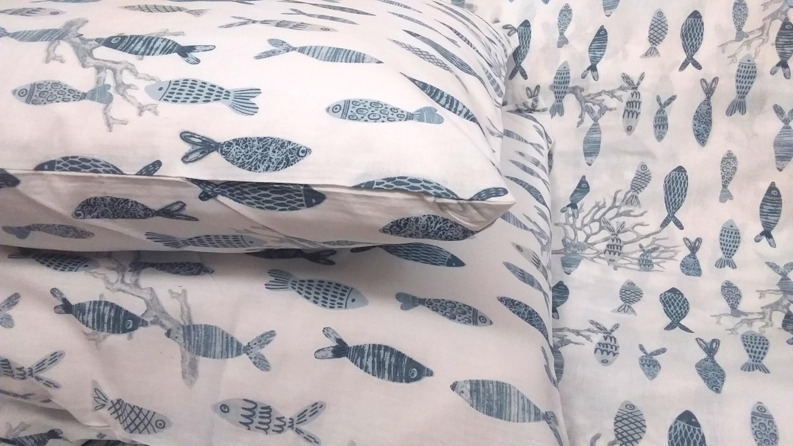 Completo Letto Fantasia CORALLO PESCI MARE In Stampa Digitale Matrimoniale-Singolo-Una piazza e Mezza 100% Cotone Con Elastico Perimetrale (Matrimoniale)