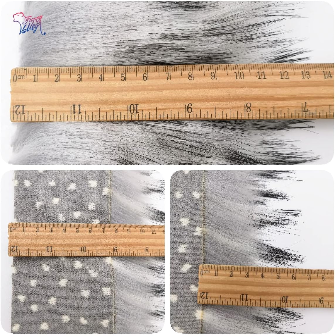 Furryvalley Faux Fur Trim Raccon Fox Fur Ribbon Craft Furry Stripe for Slippers Slides Fringe 2 Yards (Light Gray) (Pack of 2)