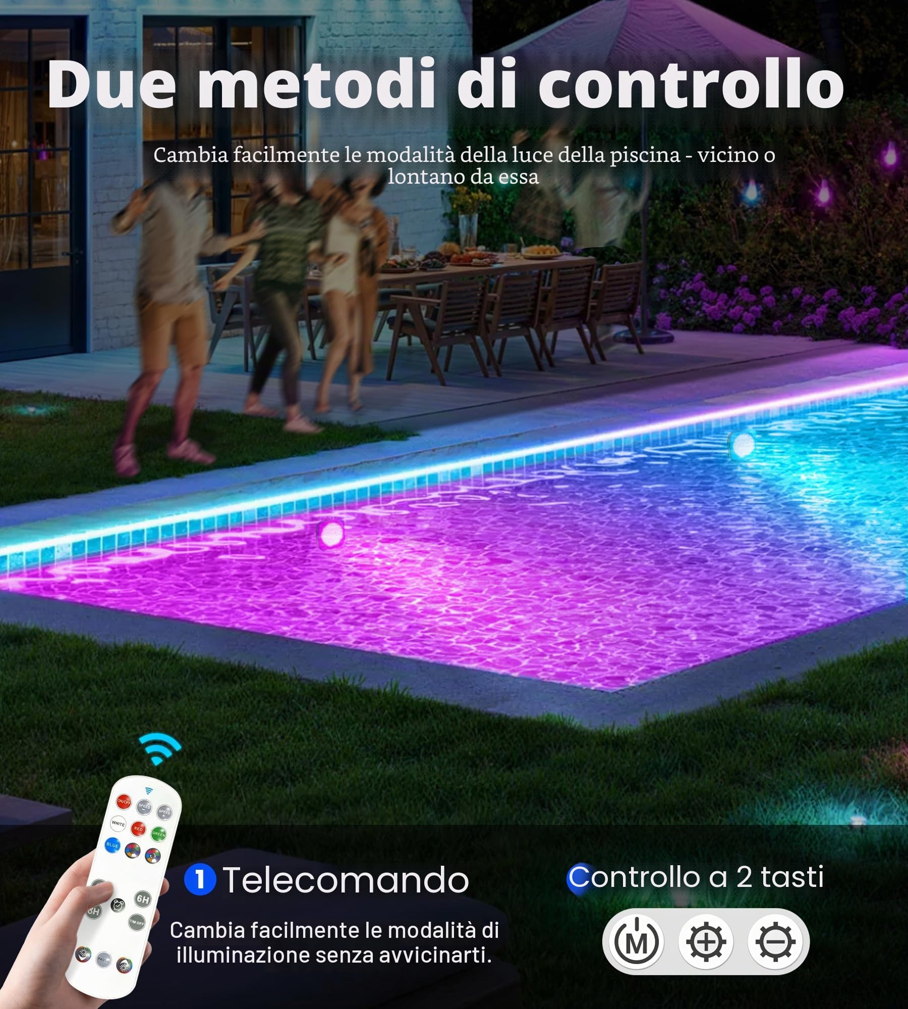 DeeprBlu Ricaricabile Luci Piscina Sommergibili Fuori Terra con Telecomando