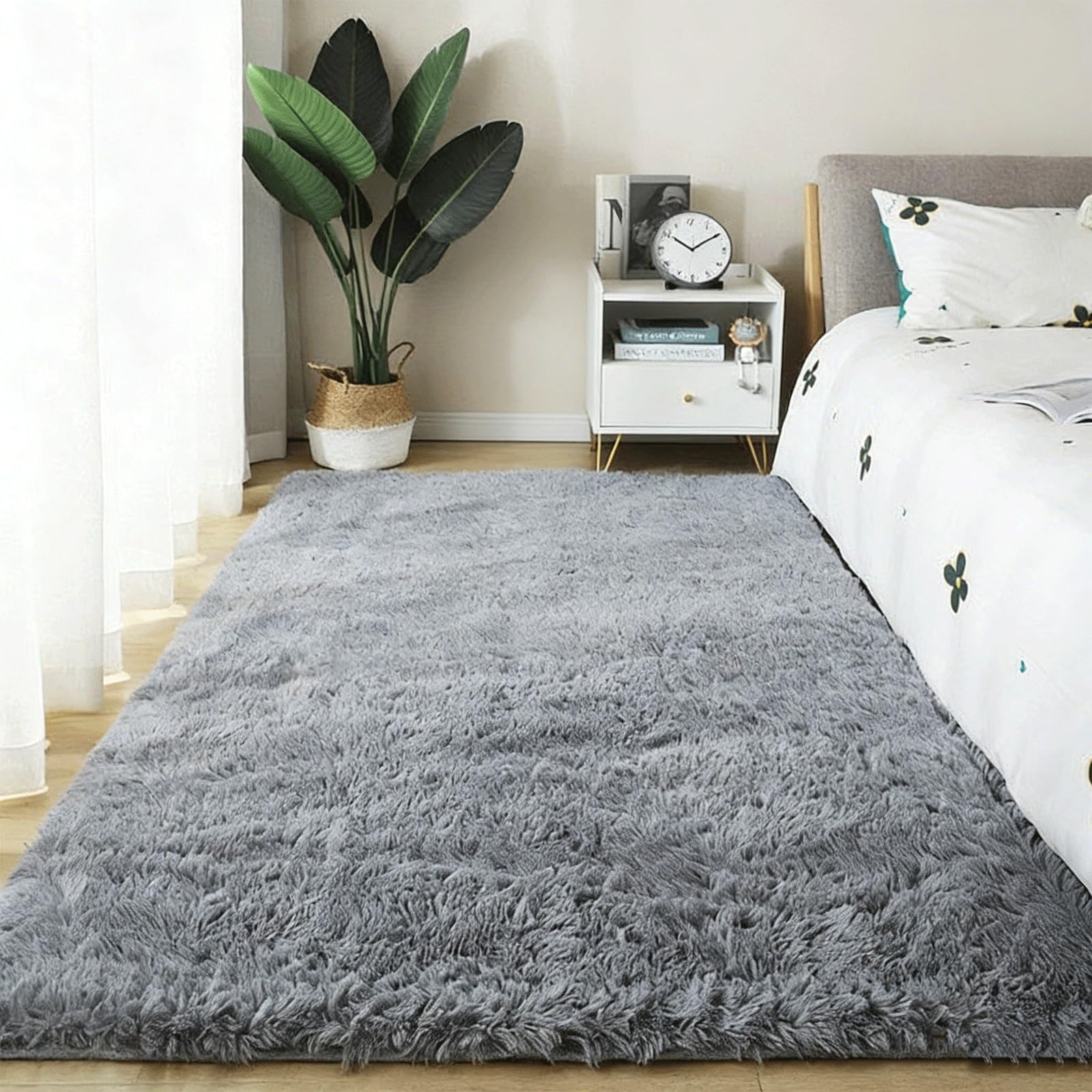 Tapis salon moelleux à poils longs et dessous antidérapant