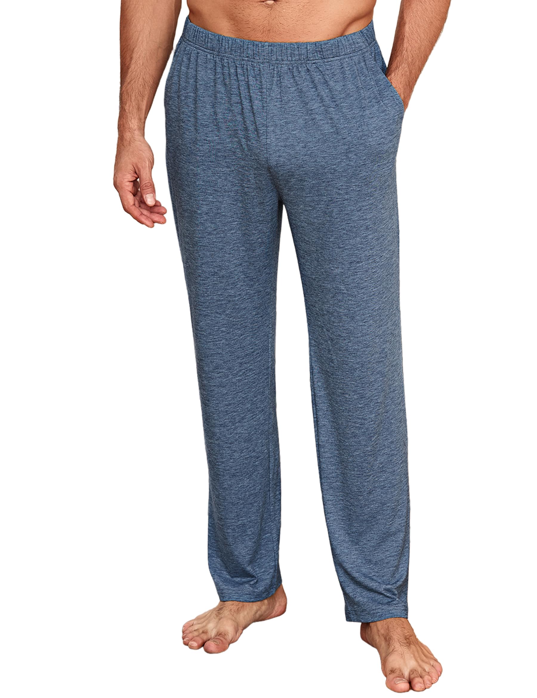 Uniexcosm Schlafanzughose Herren Lang Einfarbige Pyjamahose Baumwolle Schlafhose Freizeithose Haushose Pyjamaunterteil für Männer mit Taschen