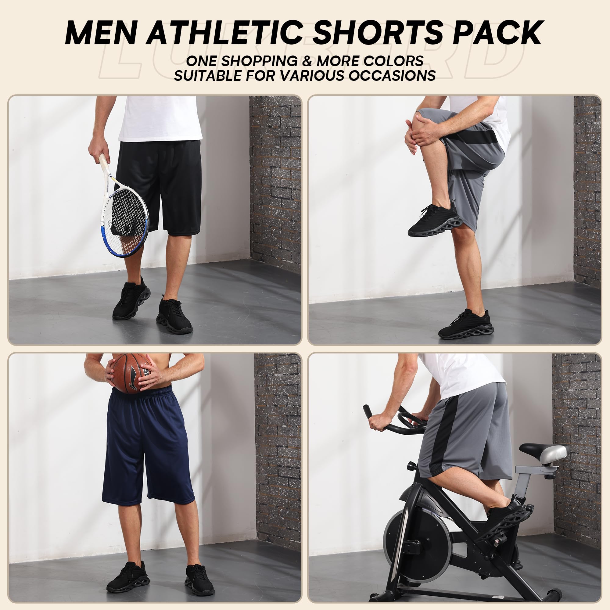 Lange Herren-Shorts, Basketball, Fitnessstudio, schnelltrocknend, Camouflage-Shorts mit Taschen