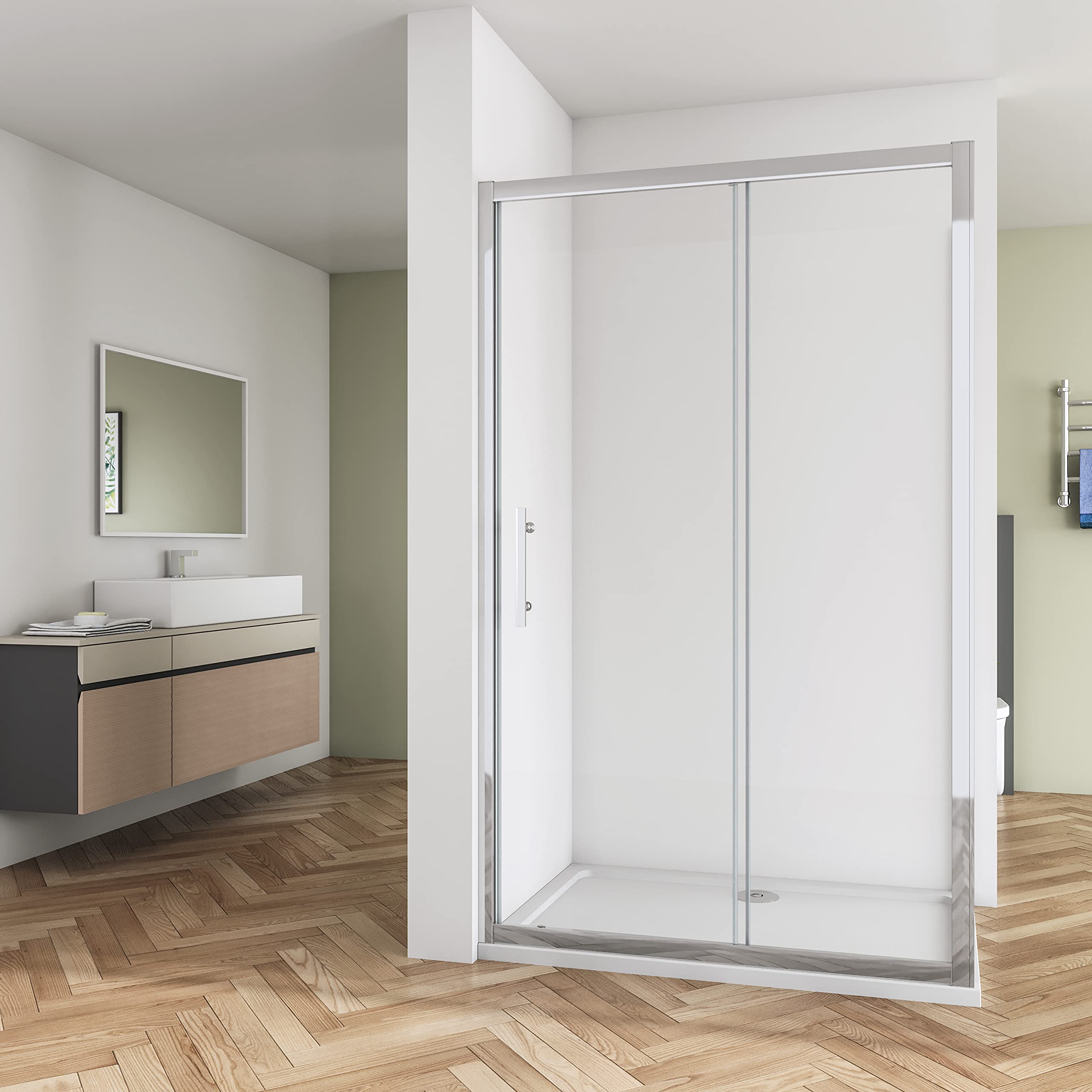 Huiyang 1100mm Shower Enclosure Walk in Sliding Door Cubicle 800mm Side Panel 8mm Nano Glass