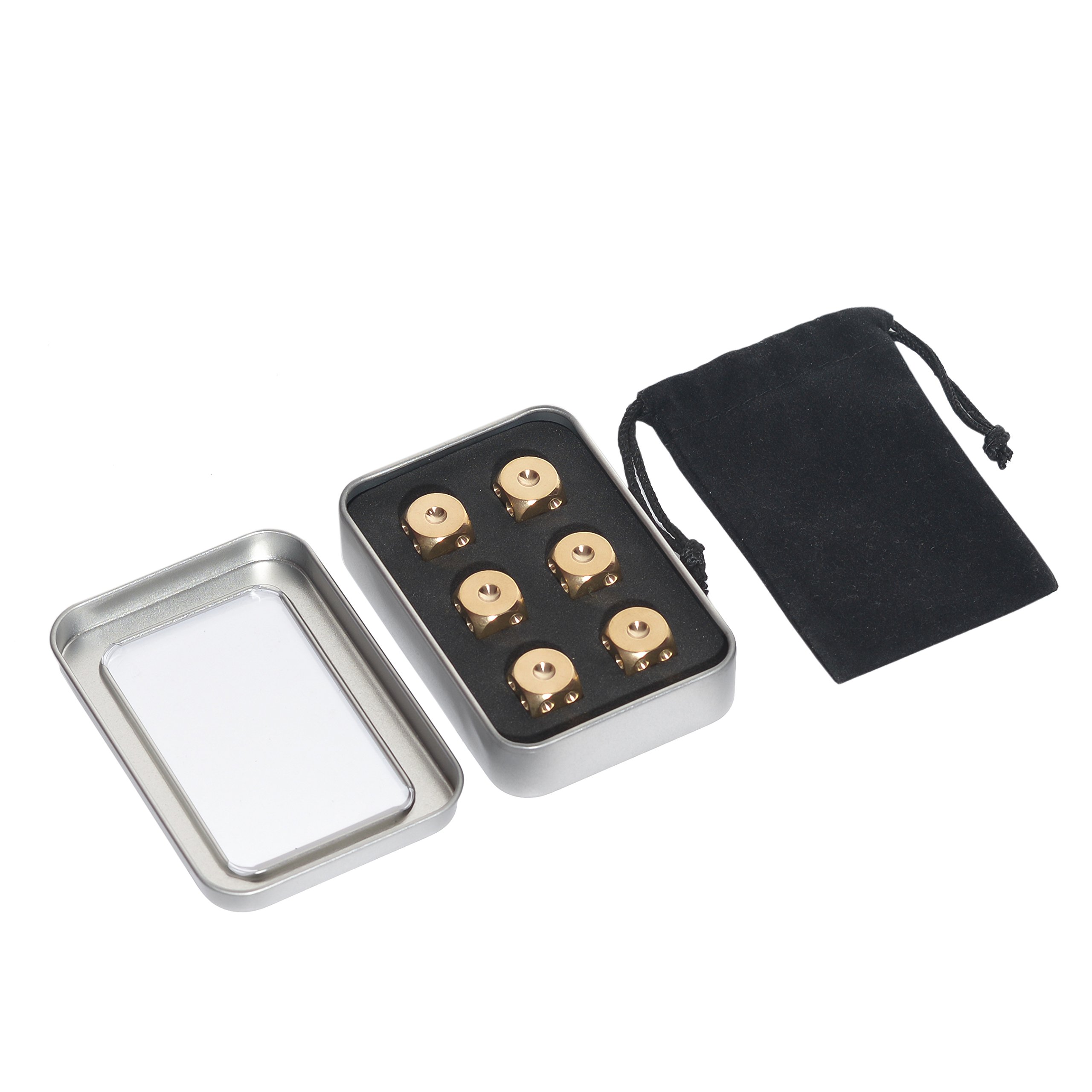 6 dados de latón sólido y rollo pozo de metal,Tablas juego de mesa Juego de beber dados de juego,Dados de latón de regalo
