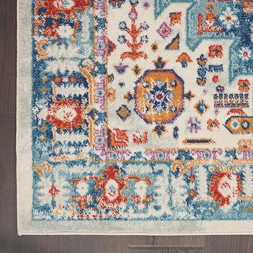 Miniatura 4 de Nourison Alfombra Passion Bohemian IvoryMulti de 8 x 10 pies, fácil de limpiar, no se desprende, para dormitorio, sala de estar, comedor, cocina (8
