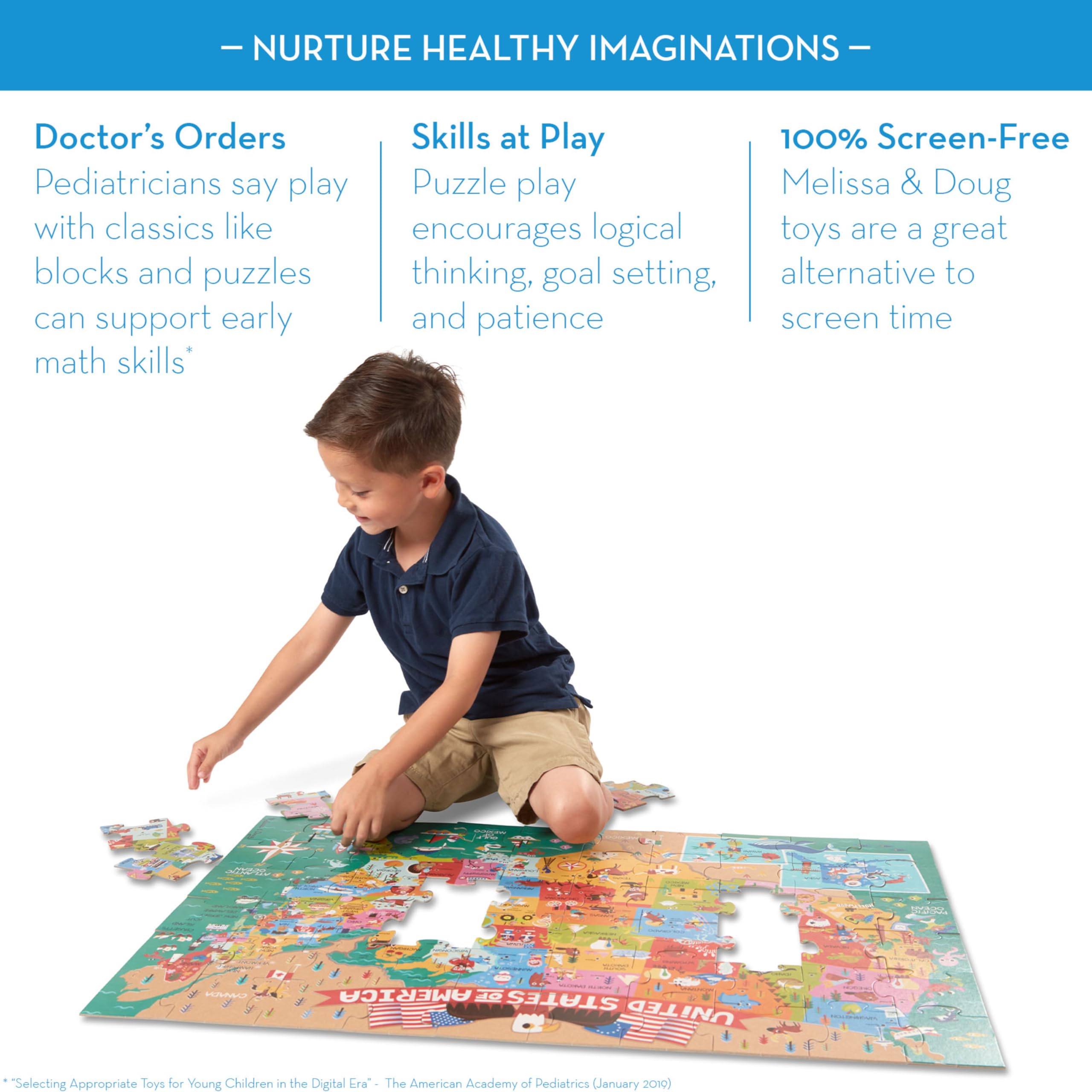 Melissa & Doug Natural Play Giant Floor Puzzle: America The Beautiful (60 Pieces)